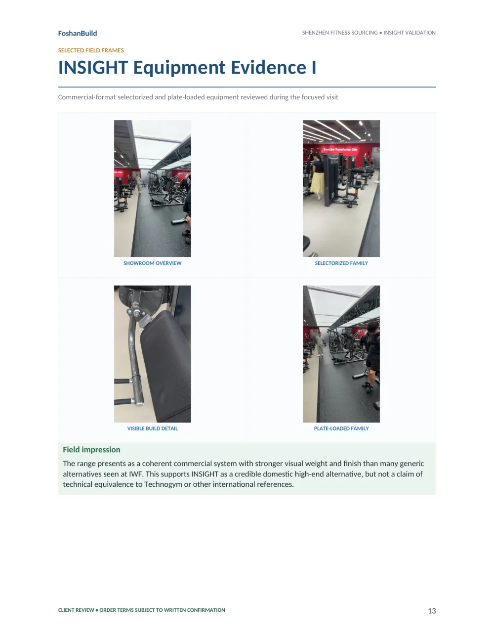 Original page preview from the client report showing INSIGHT selectorized, plate-loaded and visible build evidence.