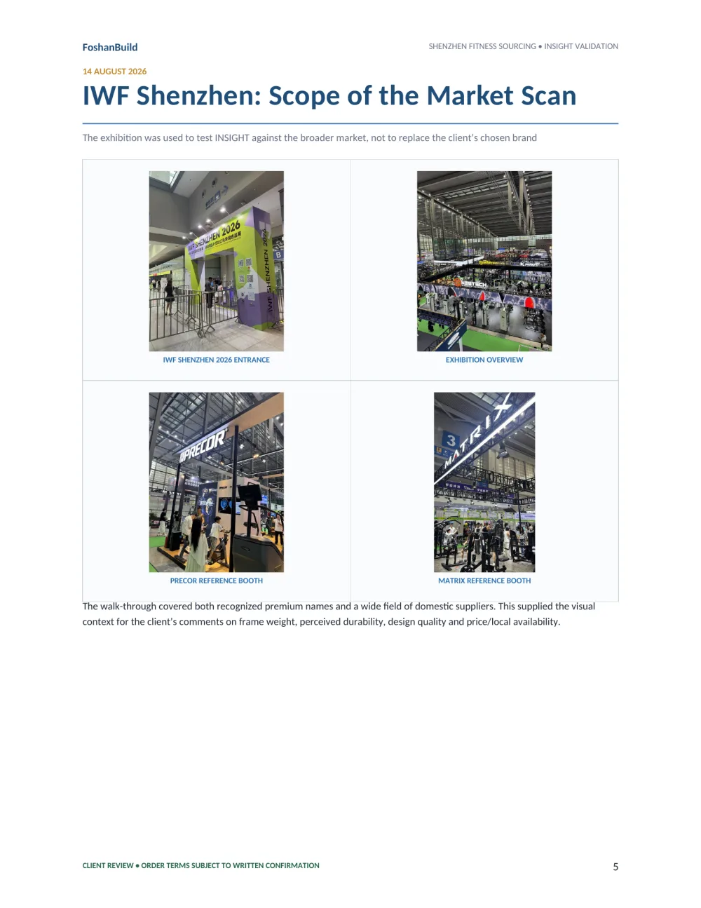 Original page preview from the client assessment report showing the IWF Shenzhen market-scan evidence.